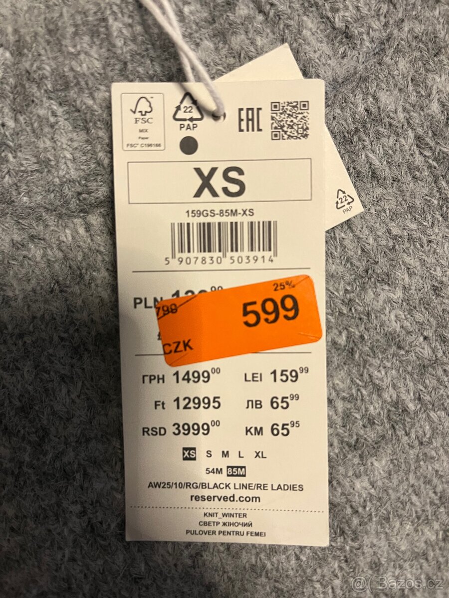 Dámský svetr RESERVED nový v. XS. Vypadá jak S. Osobní odběr - 2