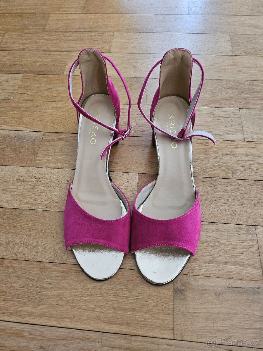 Sandálky na podpatku růžové vel.41 - 2