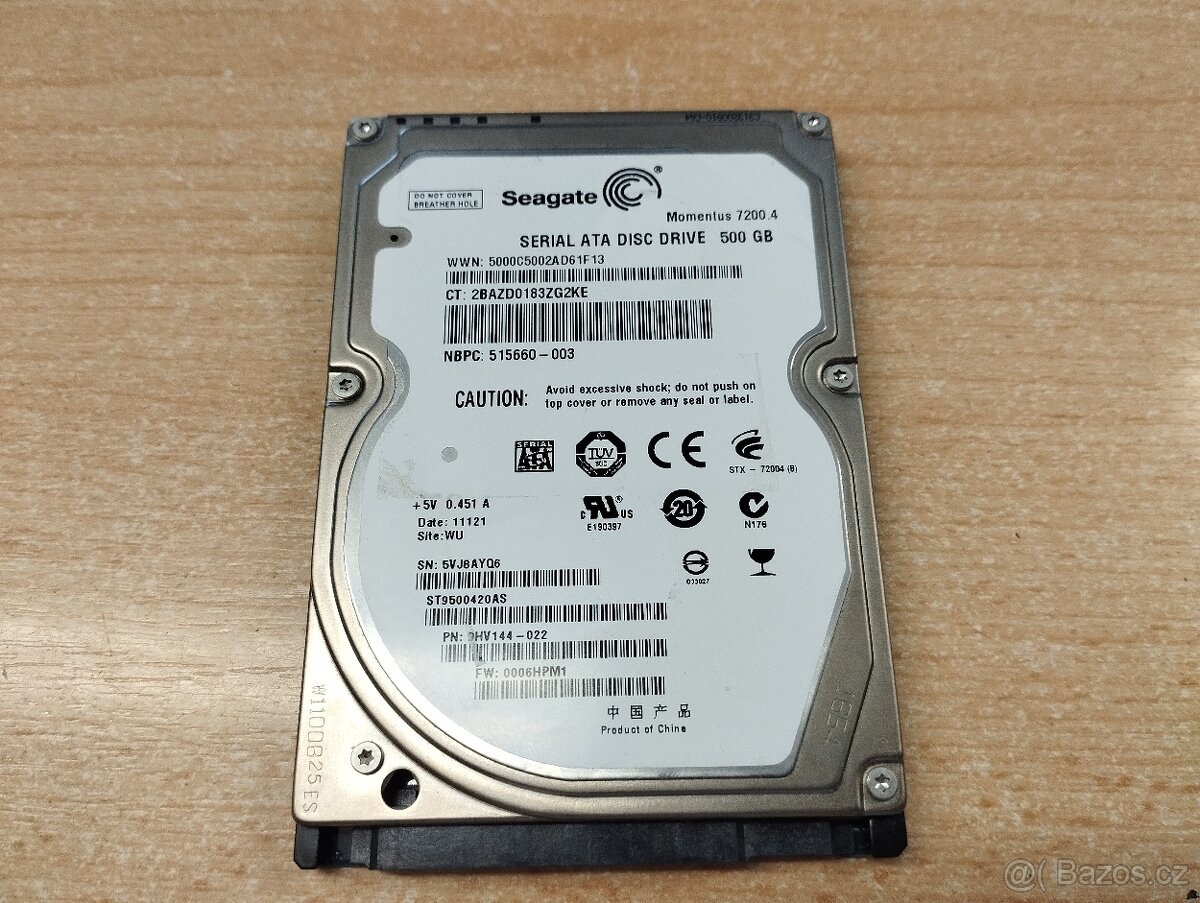 Disk Seagate Momentus 500GB 2,5" SATA - 2