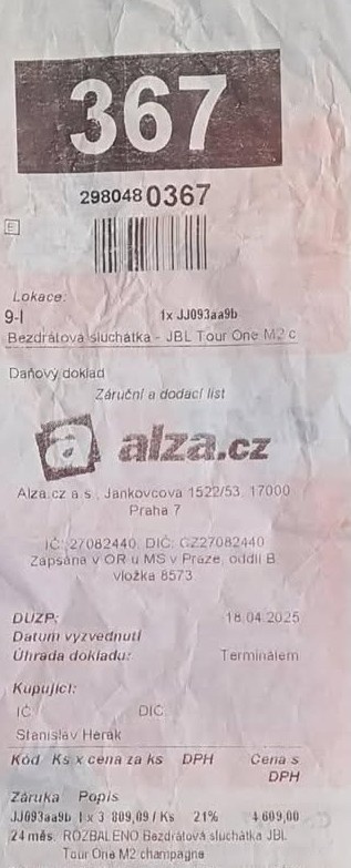 Vyměním Bezdrátová sluchátka JBL Tour One M2 v záruce . - 2