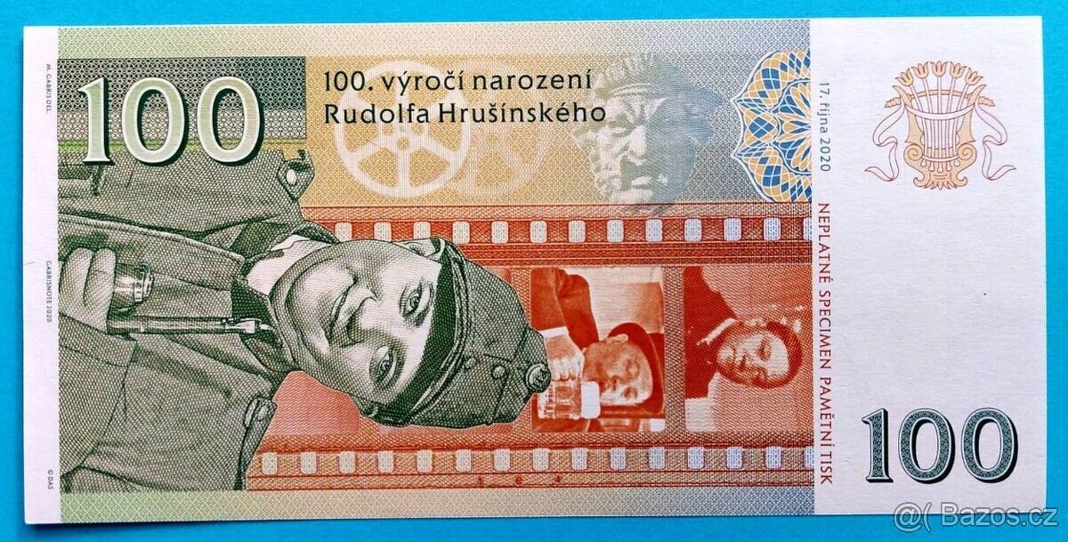 Bankovka 100 Korun 2020 RUDOLF HRUŠÍNSKÝ, SÉRIE 04 UNC - 2