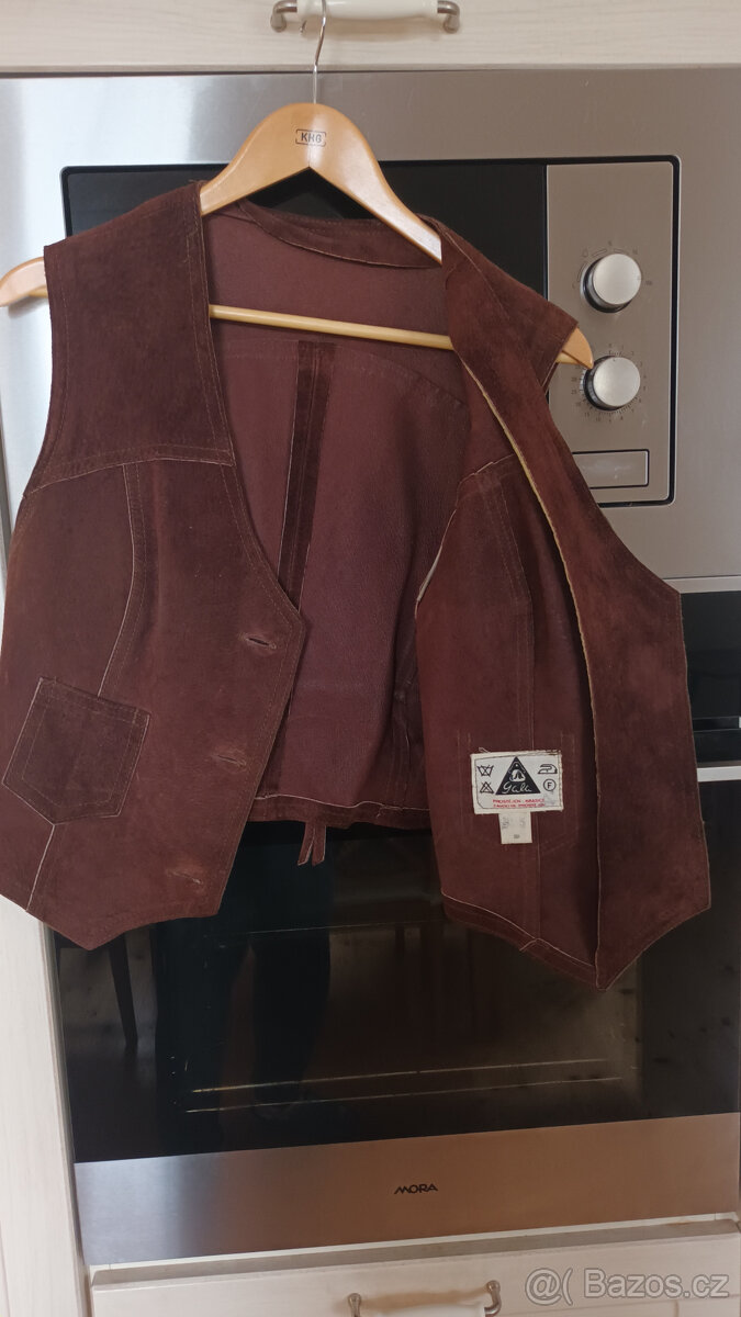 Dámská kožená vesta hnědé barvy Gala Prostějov, vel.50 - 2