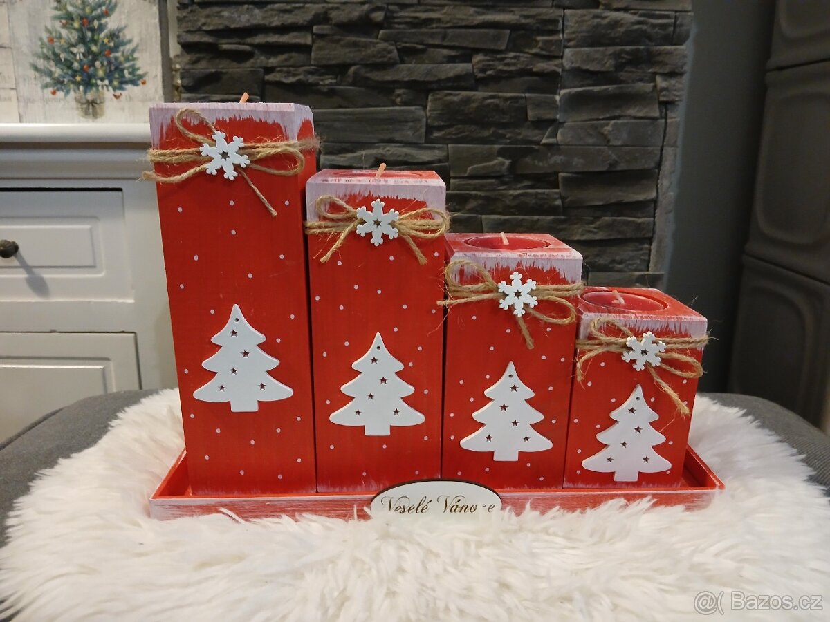 Adventní dřevěný svícen. - 2