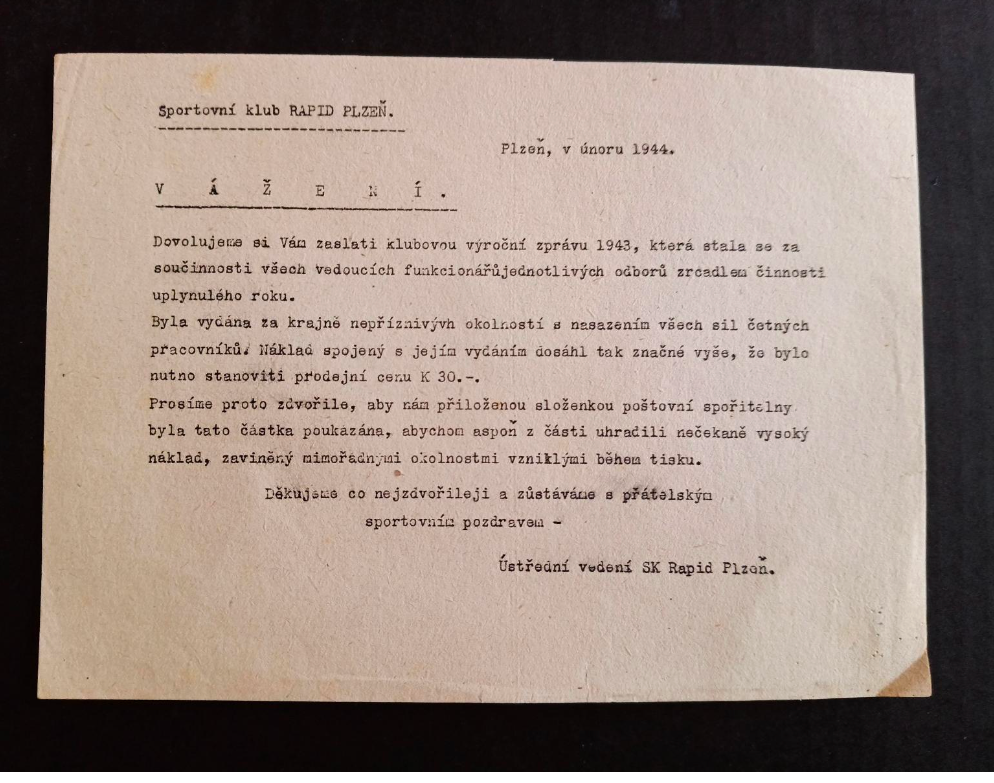 Rapid Plzeň 1944 - Protektorát - 2