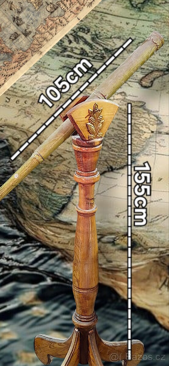 Dekorativní glóbus a dalekohled ze dřeva – stylové repliky - 2