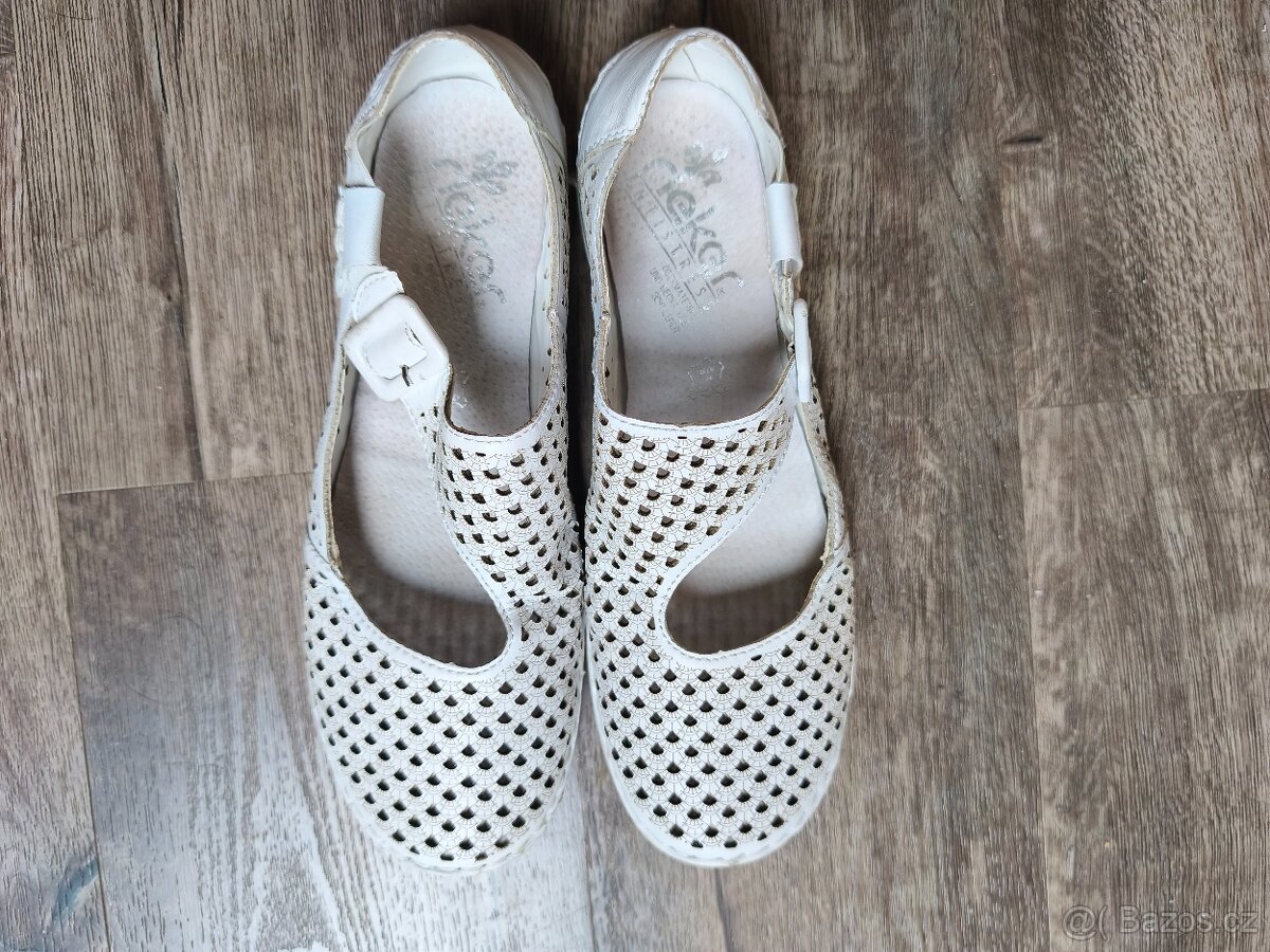 Bílé kožené balerínky RIEKER v.40 - 2