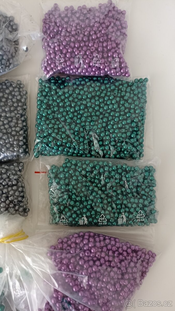 Plastové voskové perly, pr. 5 mm, 3 barvy, 530 g - 2