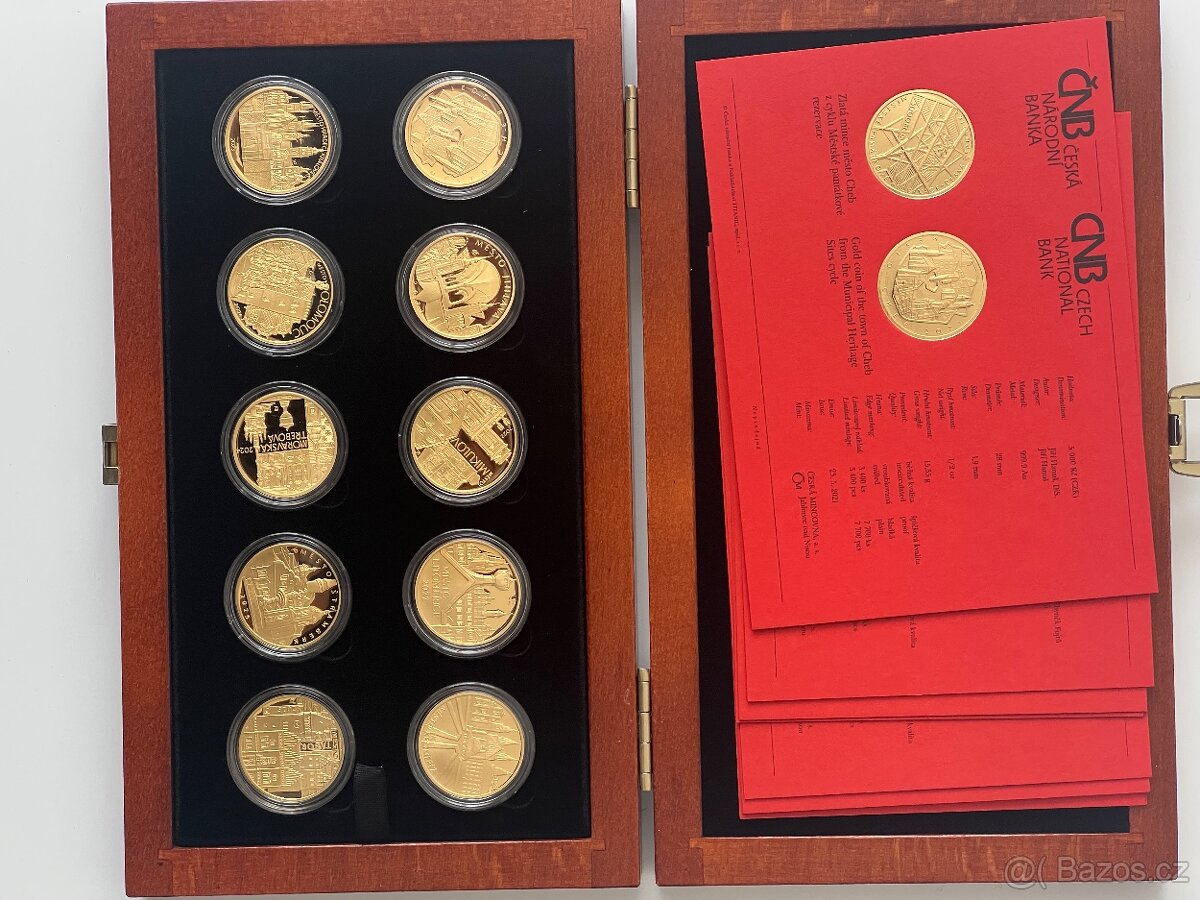 Zlato / sada zlatých mincí čnb Města proof - 2