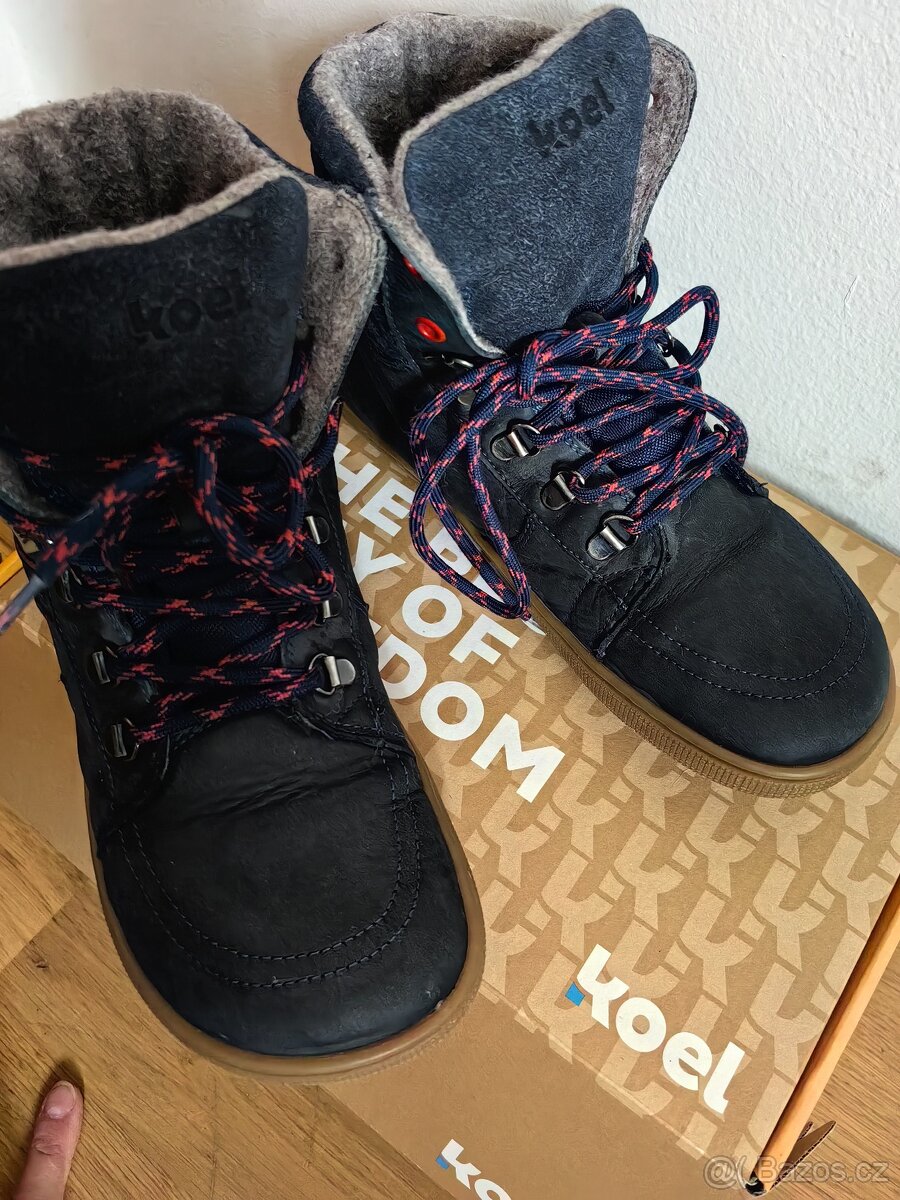Zimní barefoot kožené boty s membranou Koel - 2