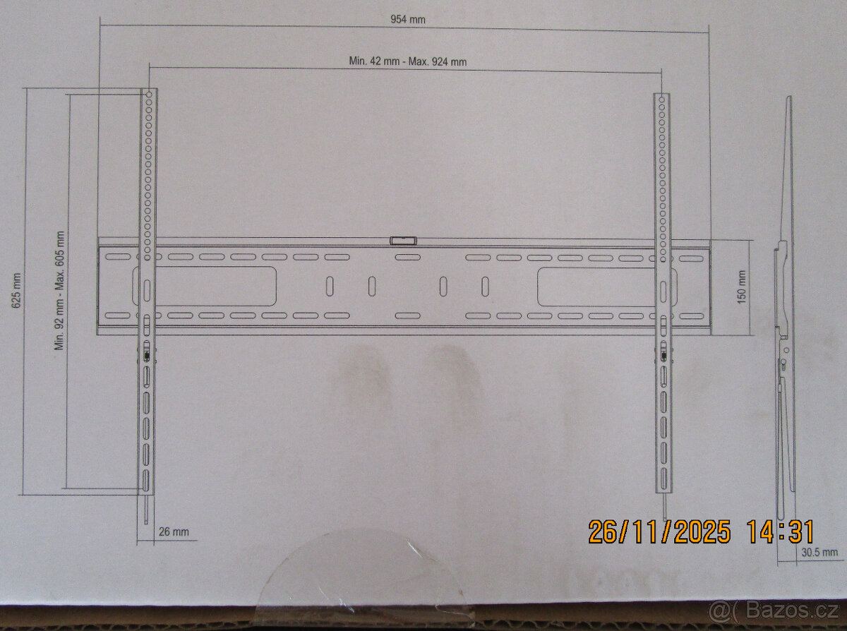 Odolný masivní univerzální pevný držák TV / Monitoru na zeď. - 2