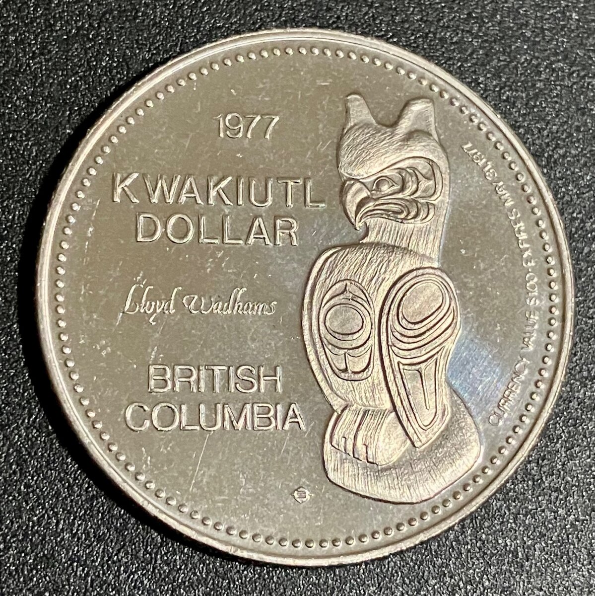 Obchodní dolarový žeton Kwakuitl 1977 - Britská Kolumbie - 2