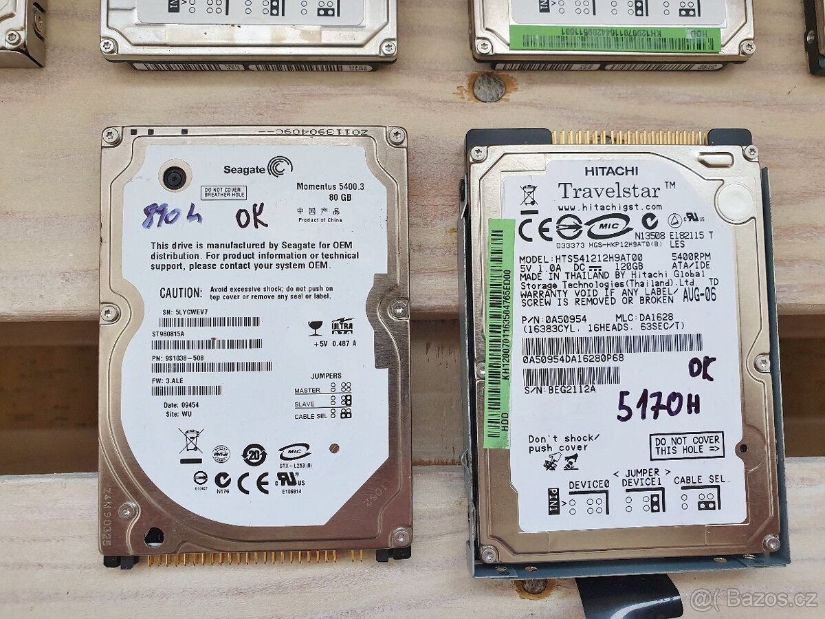 6x IDE HDD do Notebooku bez vadných sektorů. - 2