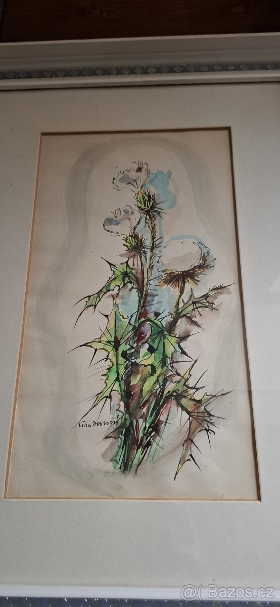 Originál obraz malířky Věra Vovsová Bodláky - 2