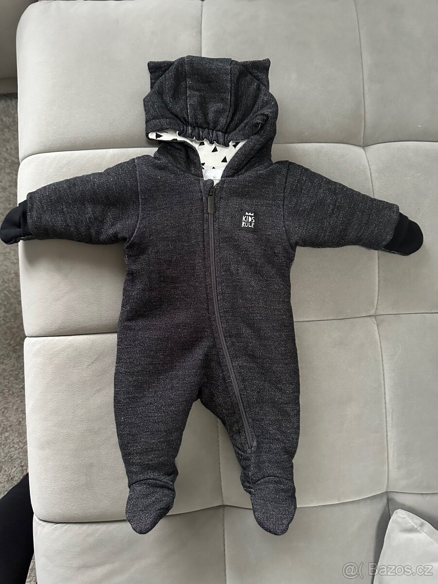 PINOKIO Happy Day Teplý dětský overal Black vel 56 - 2