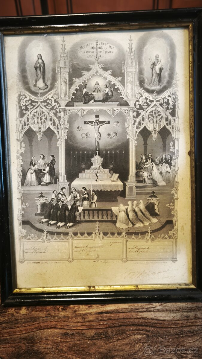 Staré svaté obrázky a soška. - 2