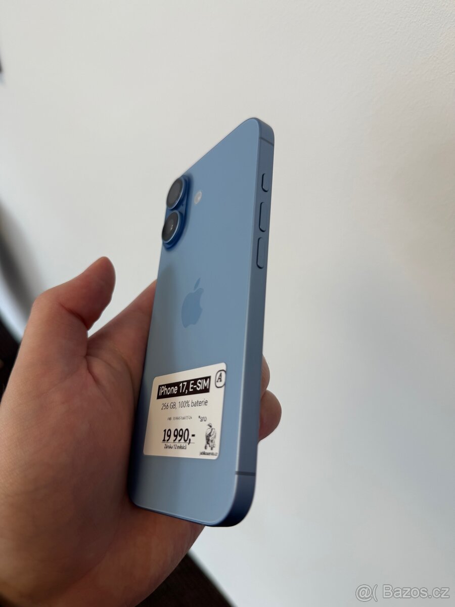 iPhone 17 - 256GB - 12M ZÁRUKA - 100% BAT - mlhově modrá - 2