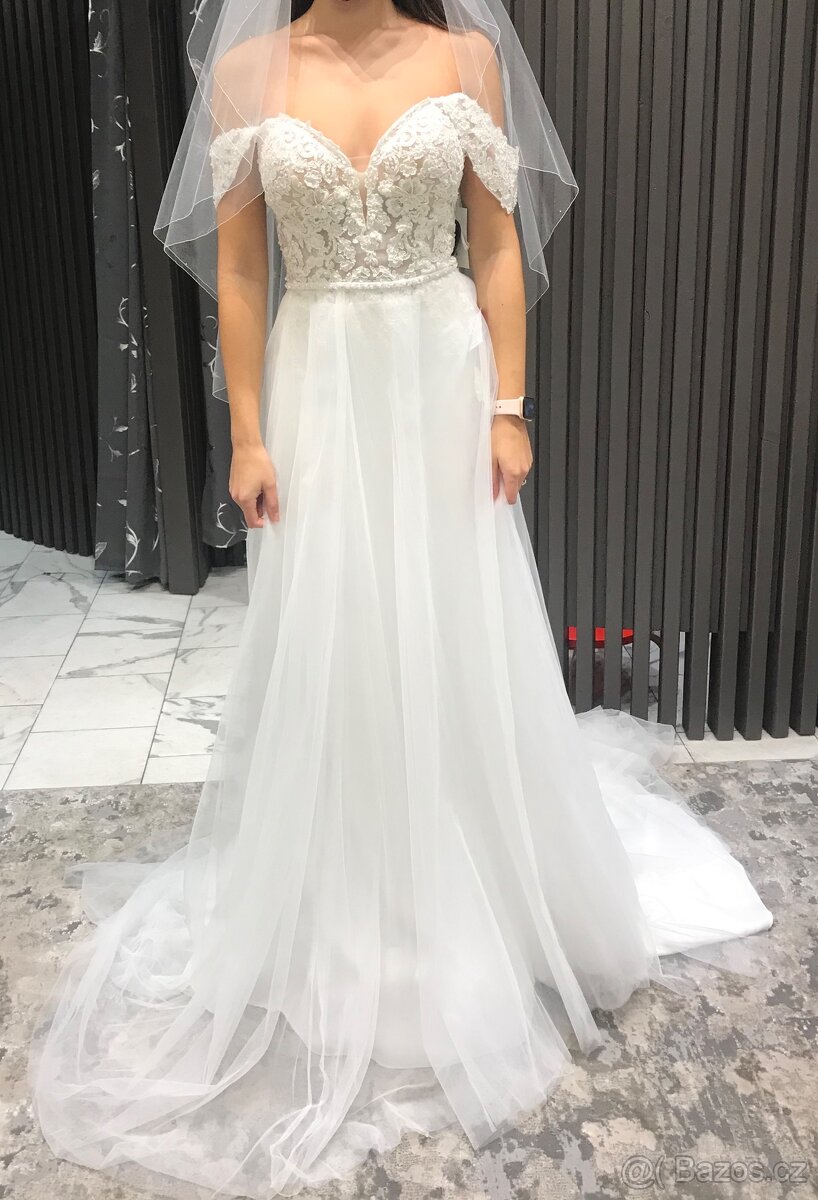 Set-svatební šaty Morilee vel. XS/S + svatební závoj - 2