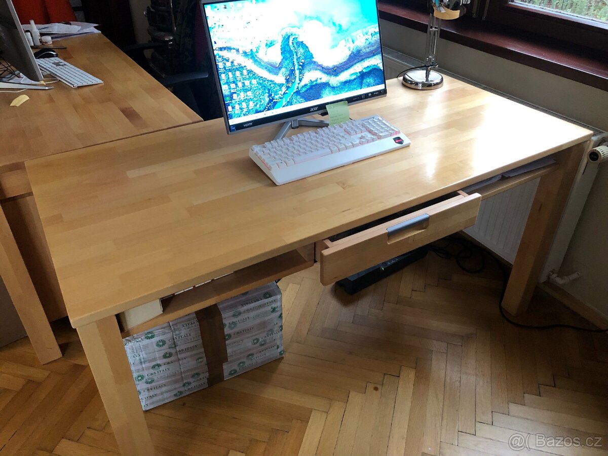 Prodej - dřevěný psací stůl včetně zásuvkového kontejneru - 2