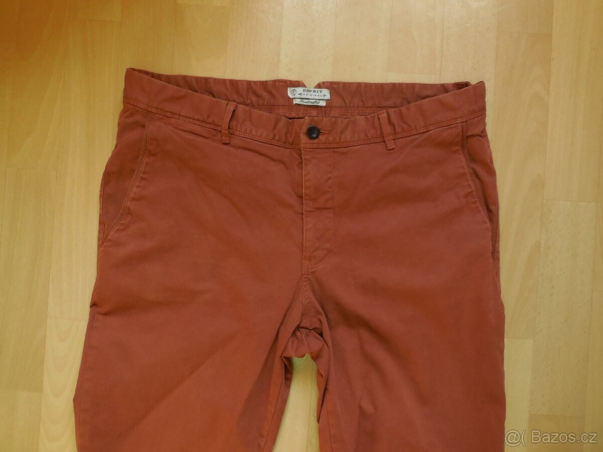 pánské Esprit hnědé kalhoty zip CHINO elast.36/32 XL p.96 - 2