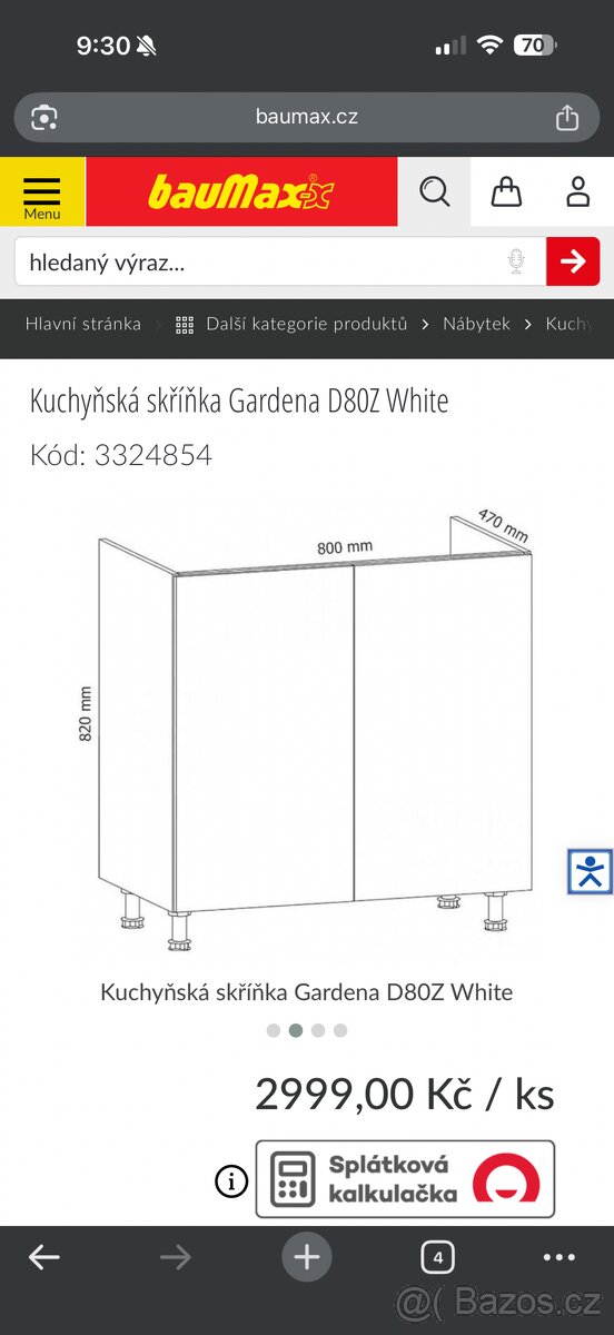 Kuchyně skříně dřez aspen/gardena 80 nova - 2
