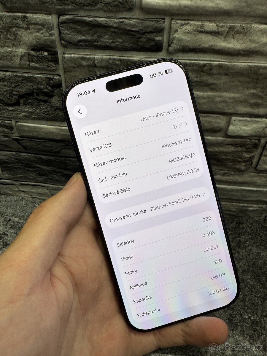 iPhone 17 Pro 256GB Deep Blue, baterie 94%, DPH - 2