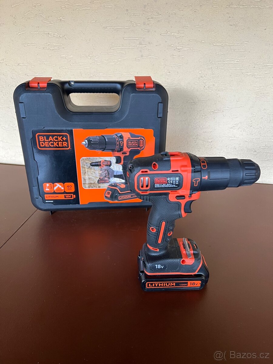 Aku príklepová vŕtačka Black&Decker BDCHD18KB + 2 batérie - 2