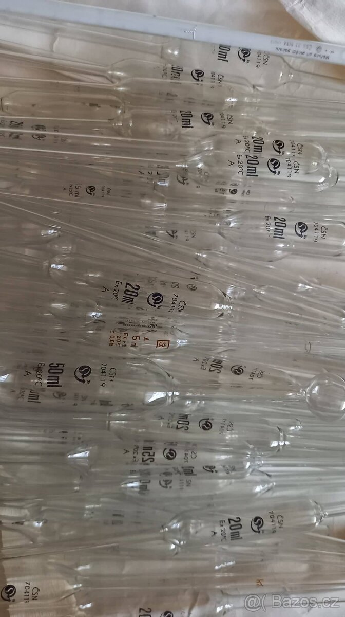 Pipety laboratorskleněné, použité (30, 25, 20, 15, 10, 5 ml) - 2