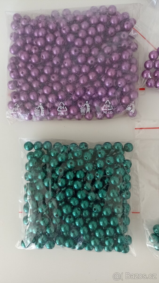 Plastové voskové perly, pr. 8 mm, 2 barvy, 200 g - 2