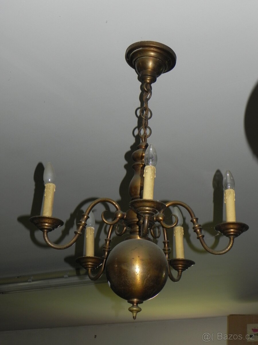 Starý vlámský mosazný lustr - 2