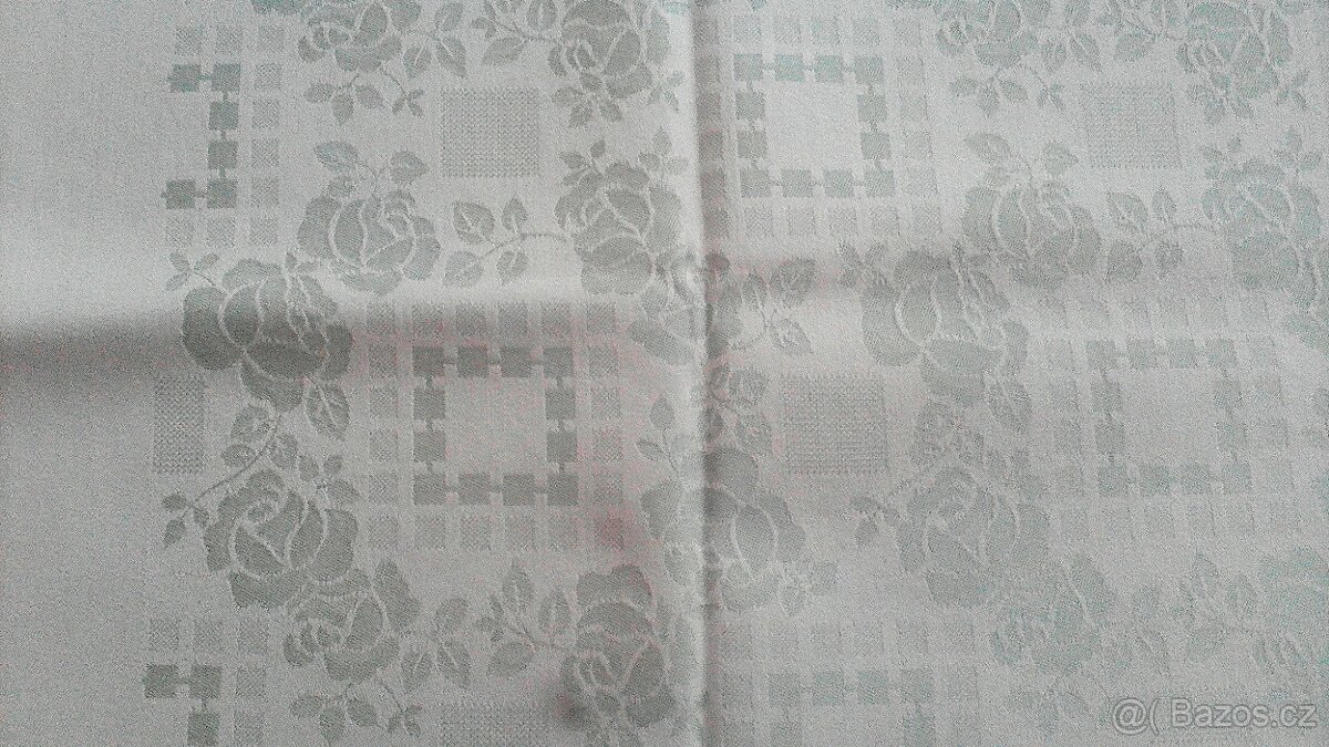 Vintage : malé ubrusy-damašek, krajka - 2