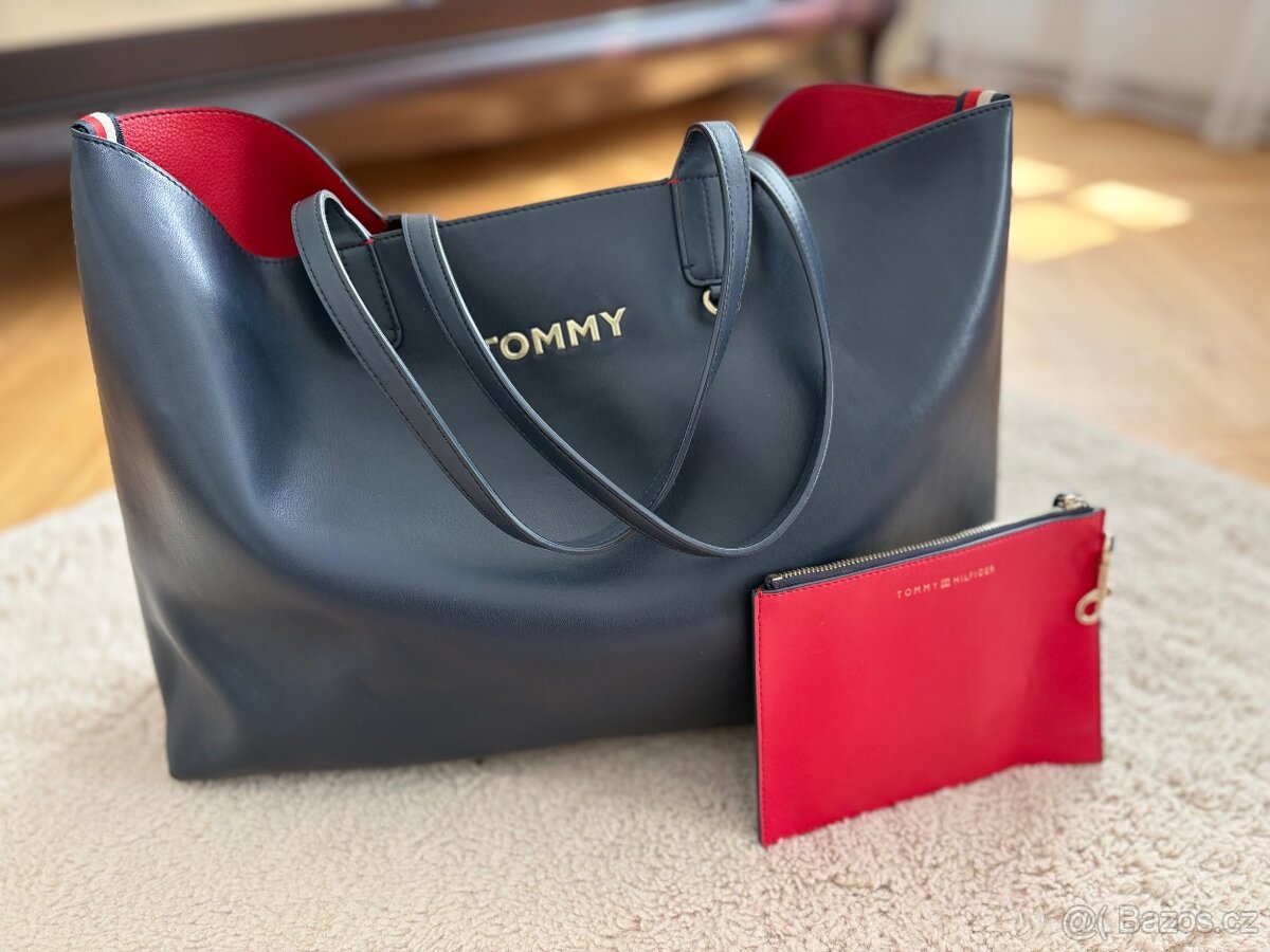 Originál kabelka Tommy Hilfiger modrá a červená - 2