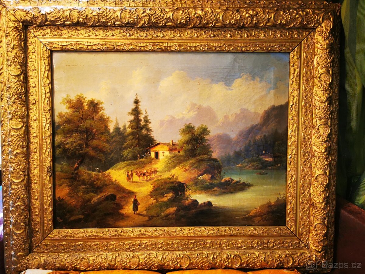 Olej na plátně alpská krajina - 2