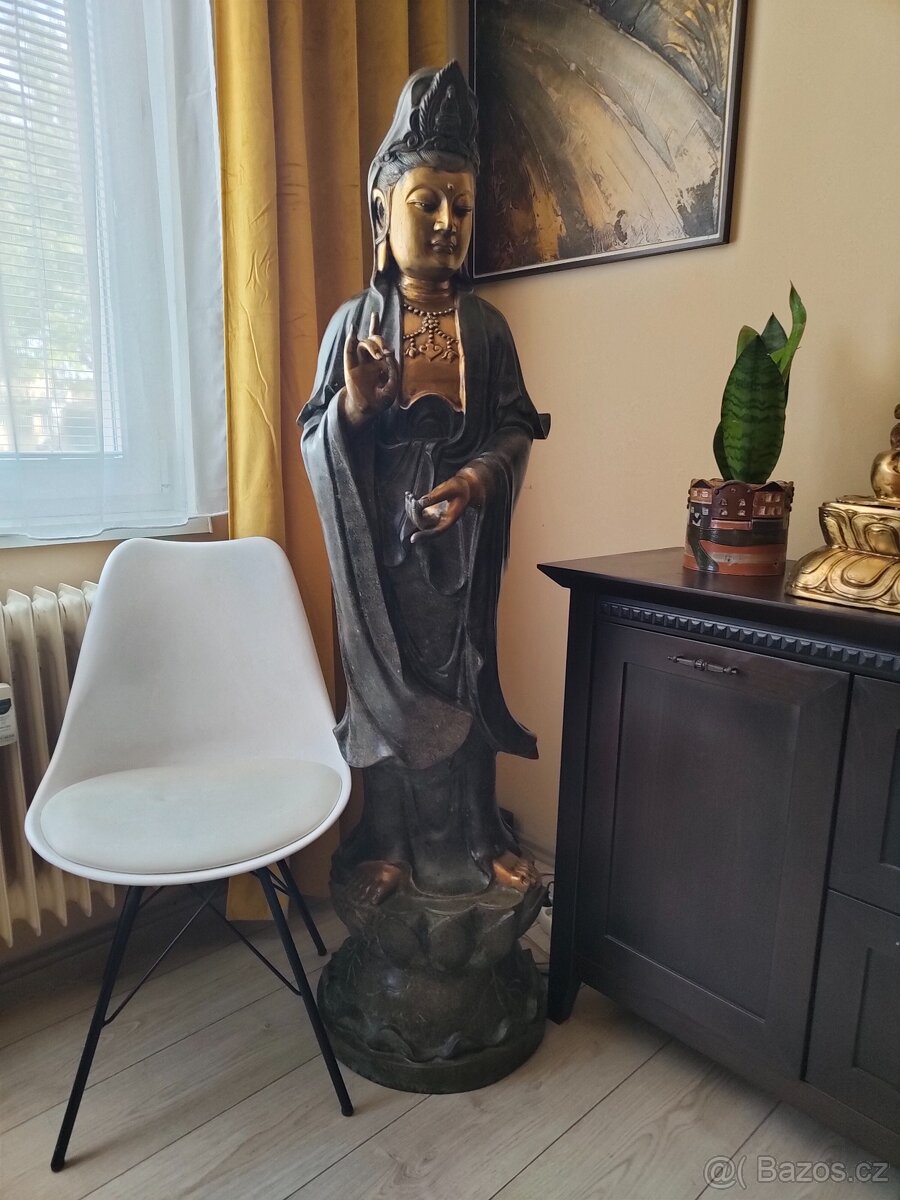 Budha - starožitná socha Kwan Jin v životnej veľkosti - 2