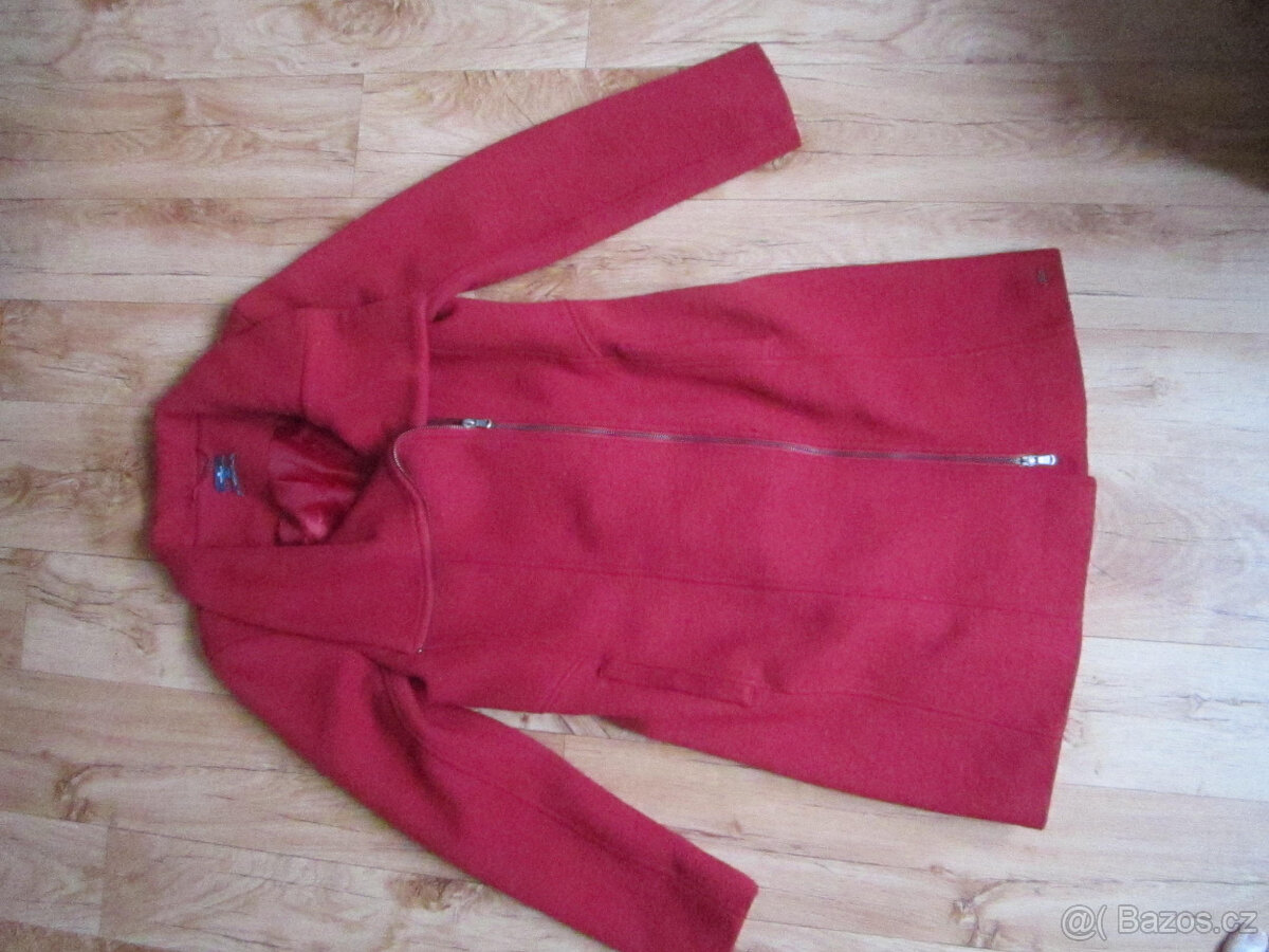 Vlněný kvalitní kabát Tom Taylor, vel. M/38, červený - 2