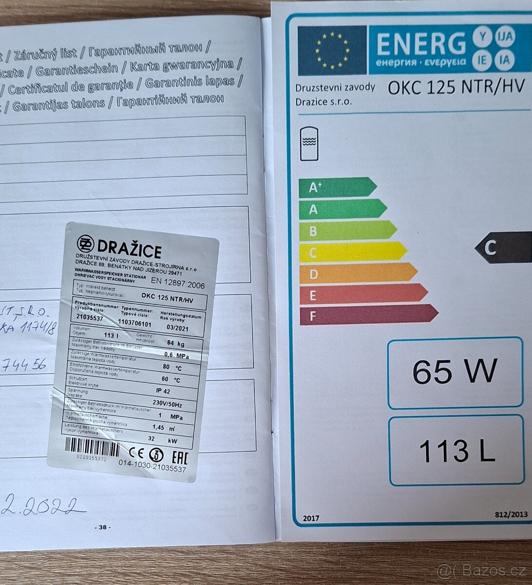 Zásobník DRAŽICE OKC 125 NTR/HV - 2