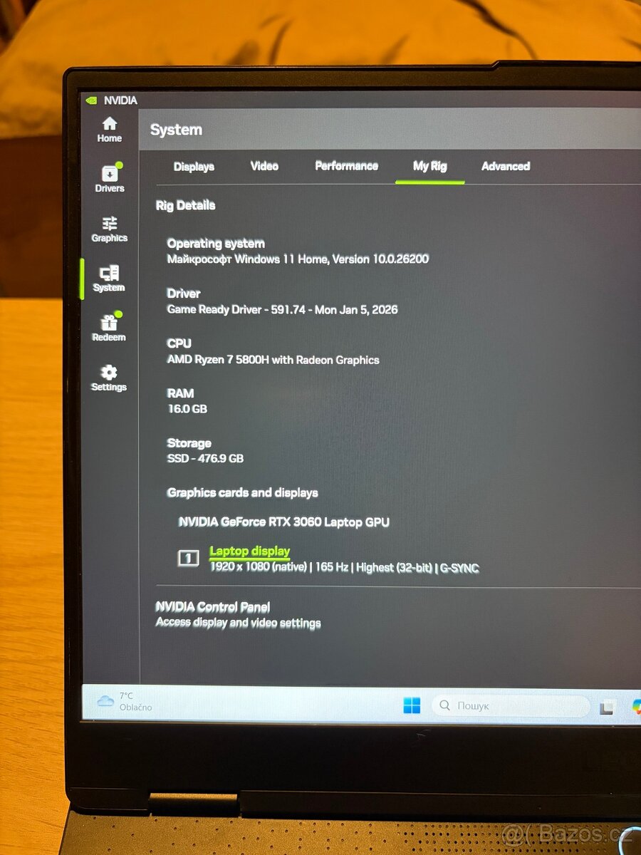 Herní notebook RTX 3060 Lenovo Legion S7 15ACH6 - 2