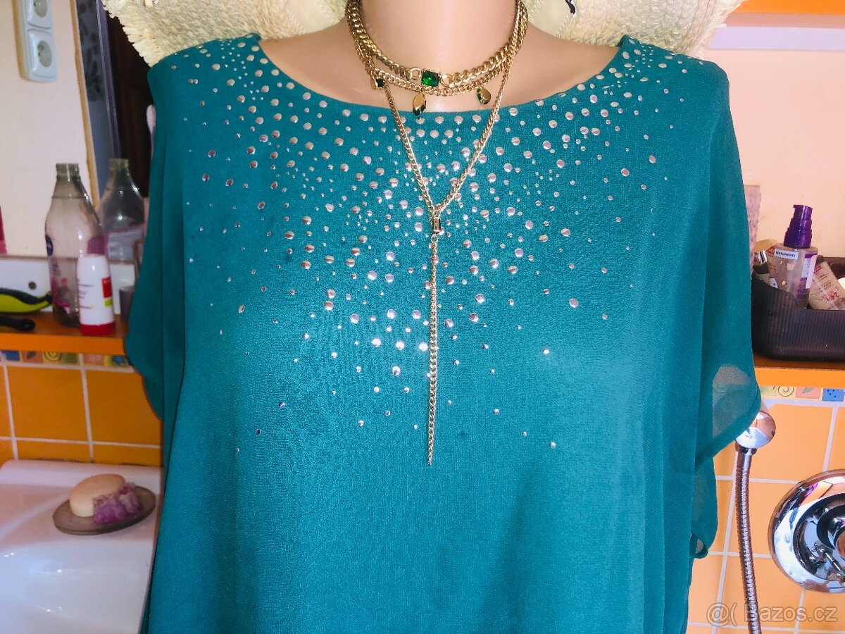 # tunikaXL# spolecenska#halenka #tehotenska# zelena#asymetri - 2