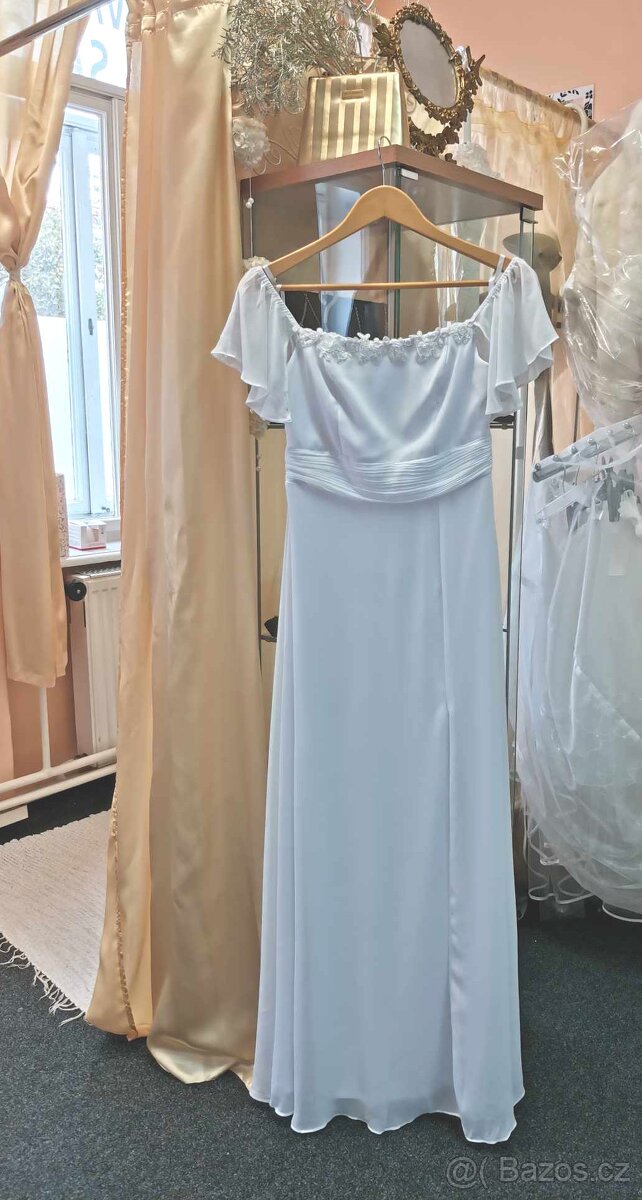 BÍLÉ SVATEBNÍ ŠATY NA POLONÉZU vel.38 - 2