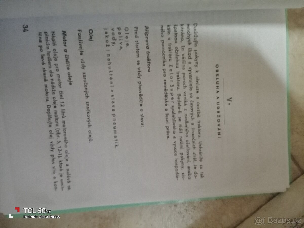 Zetor super 50. Návod k obsluze. - 2