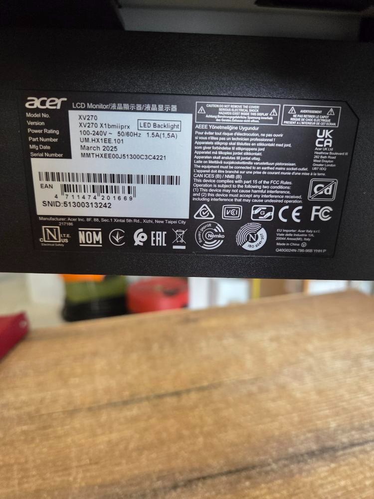 monitor ACER XV270 X1 - 2