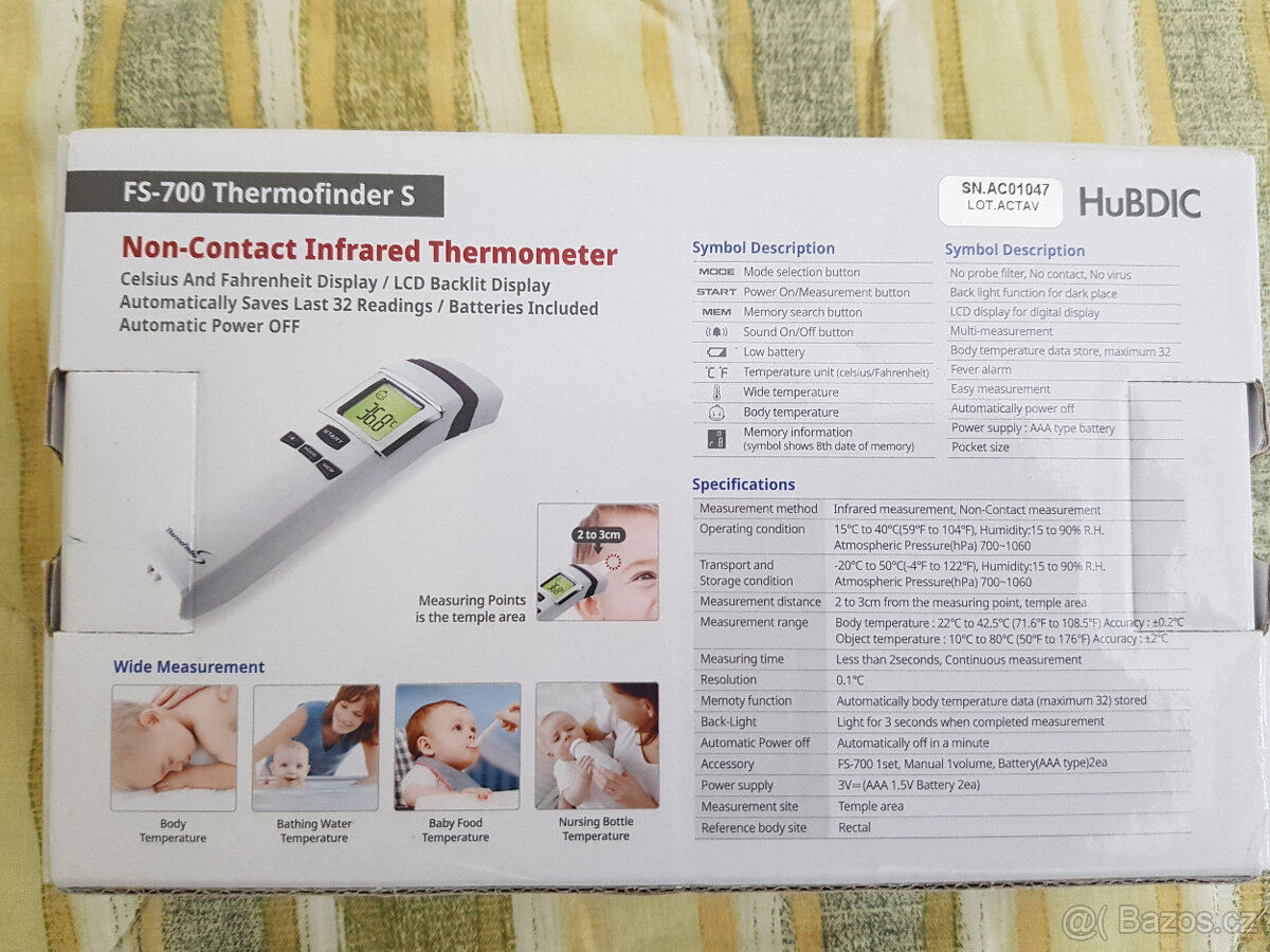 lékařský digitální teploměr HUBDIC FS 700 - 2