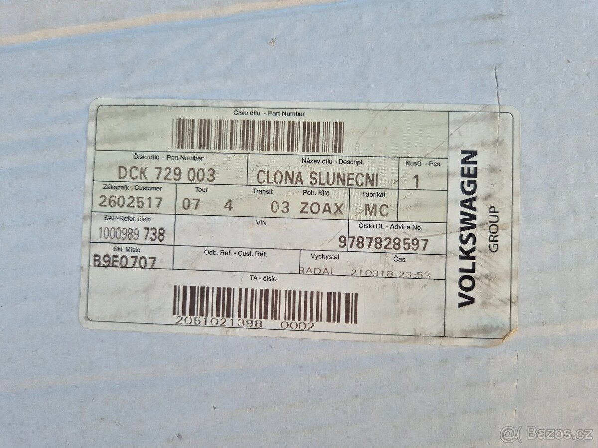 sluneční clona okna pátých dveří Škoda Fabia DCK729003 - 2