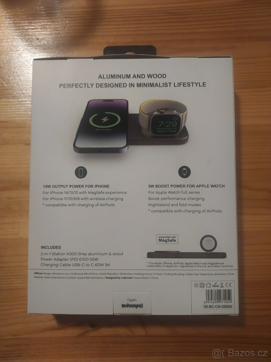 Bezdrátová nabíjecí stanice Cubenest K200 2v1 - 2