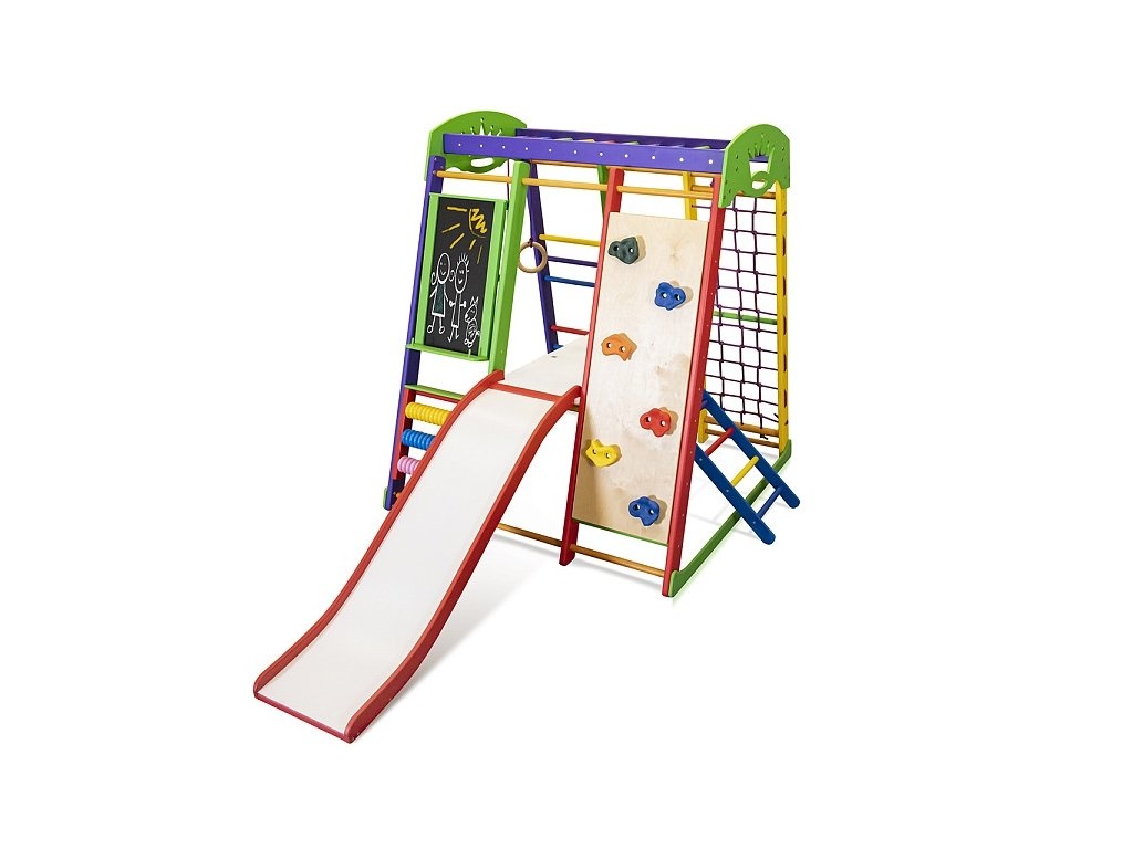 Domácí dřevěné dětské hřiště a lezecký rám, lezecké sítě - 2