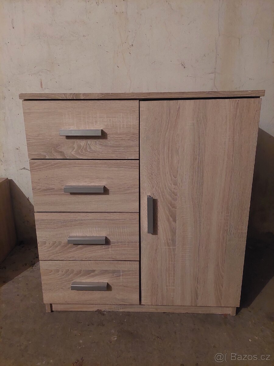 Obývací komplet- dub soloma, bílo šedá kombinace/ 4 díly - 2