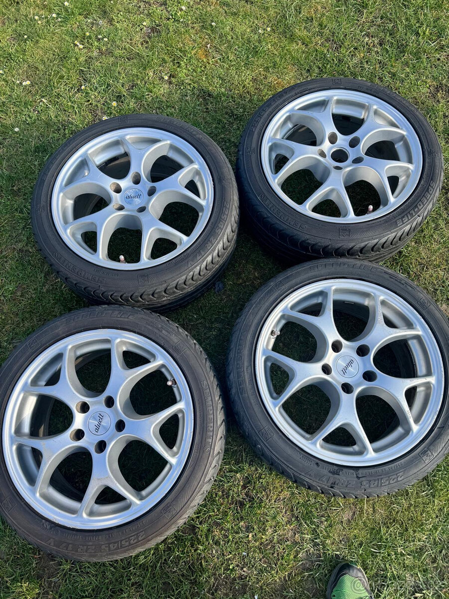 Alu disky Aluett 17" rozteč 5x112 + pneu pěkné - 4 kusy - 2
