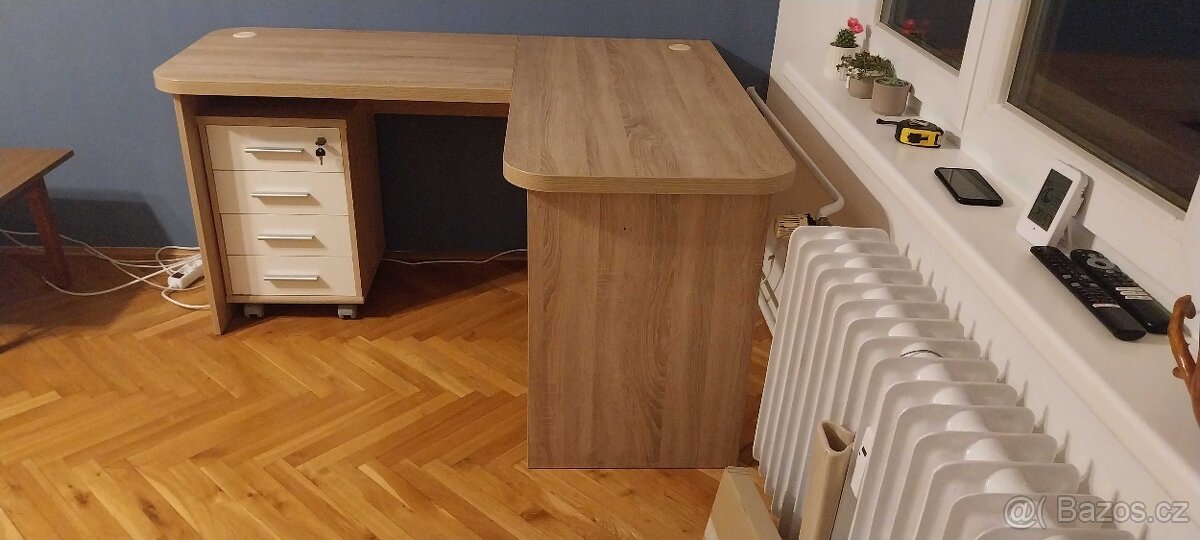 rohový psací stůl s úložným kontejnerem - 2
