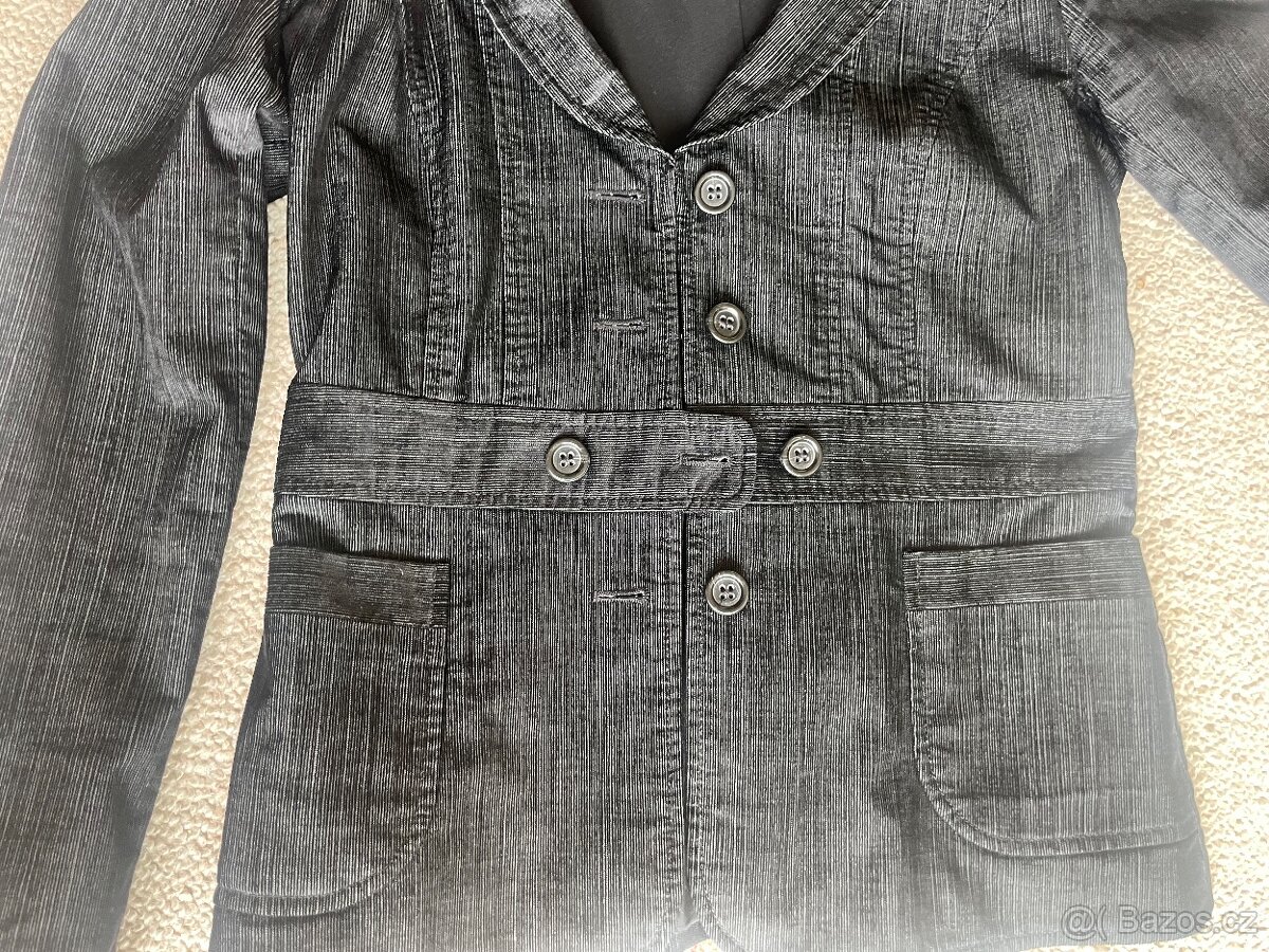 Dámské sako černé s pasem - 2