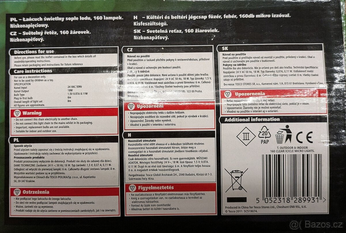 Vánoční řetěz 8m, 7ks nepoužité - 2