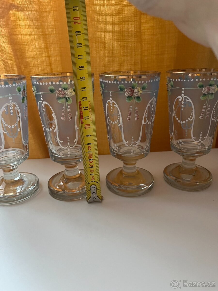 Starožitná grogovka, secese, smalt - 4 ks - 2